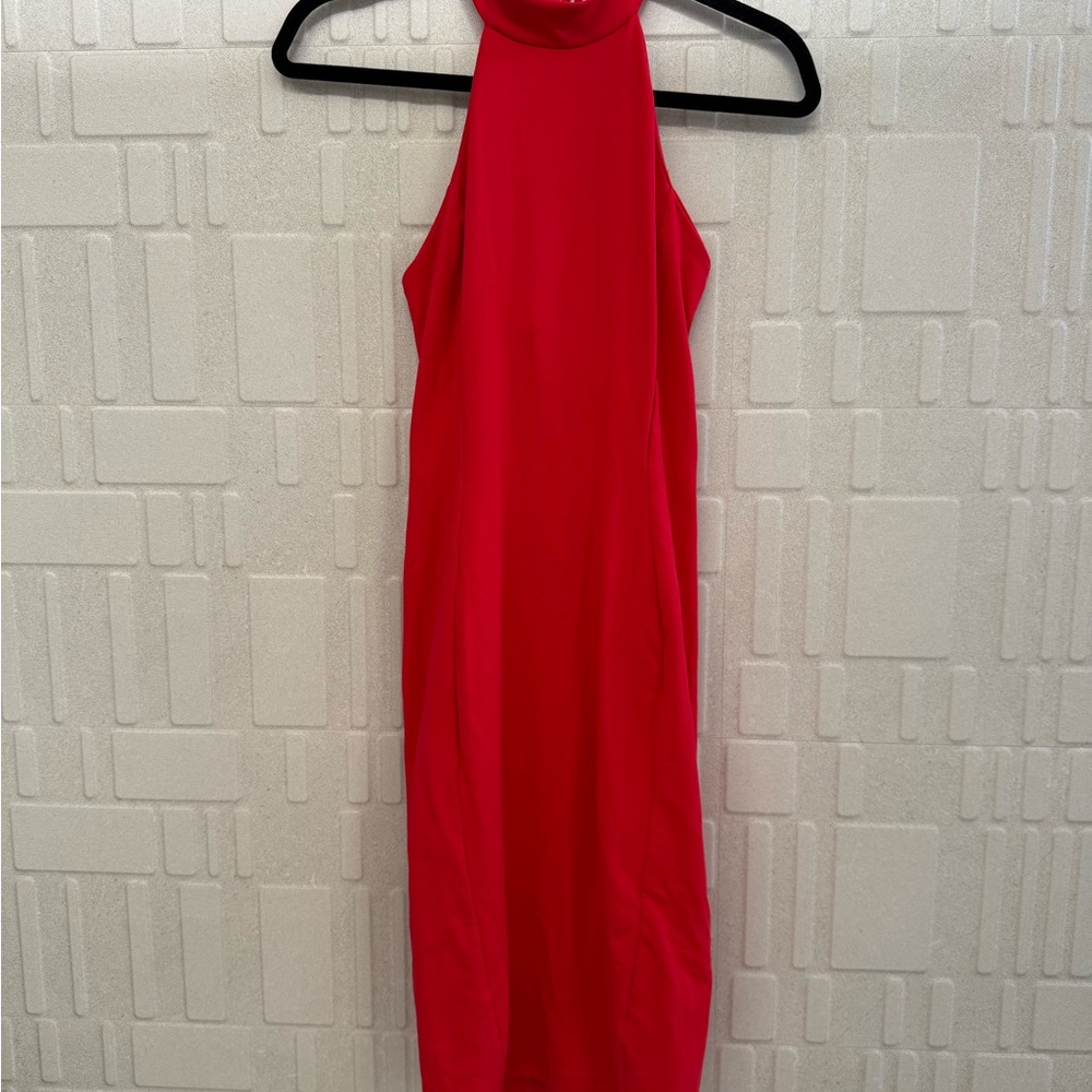Elegant Red Halter Neck Dress